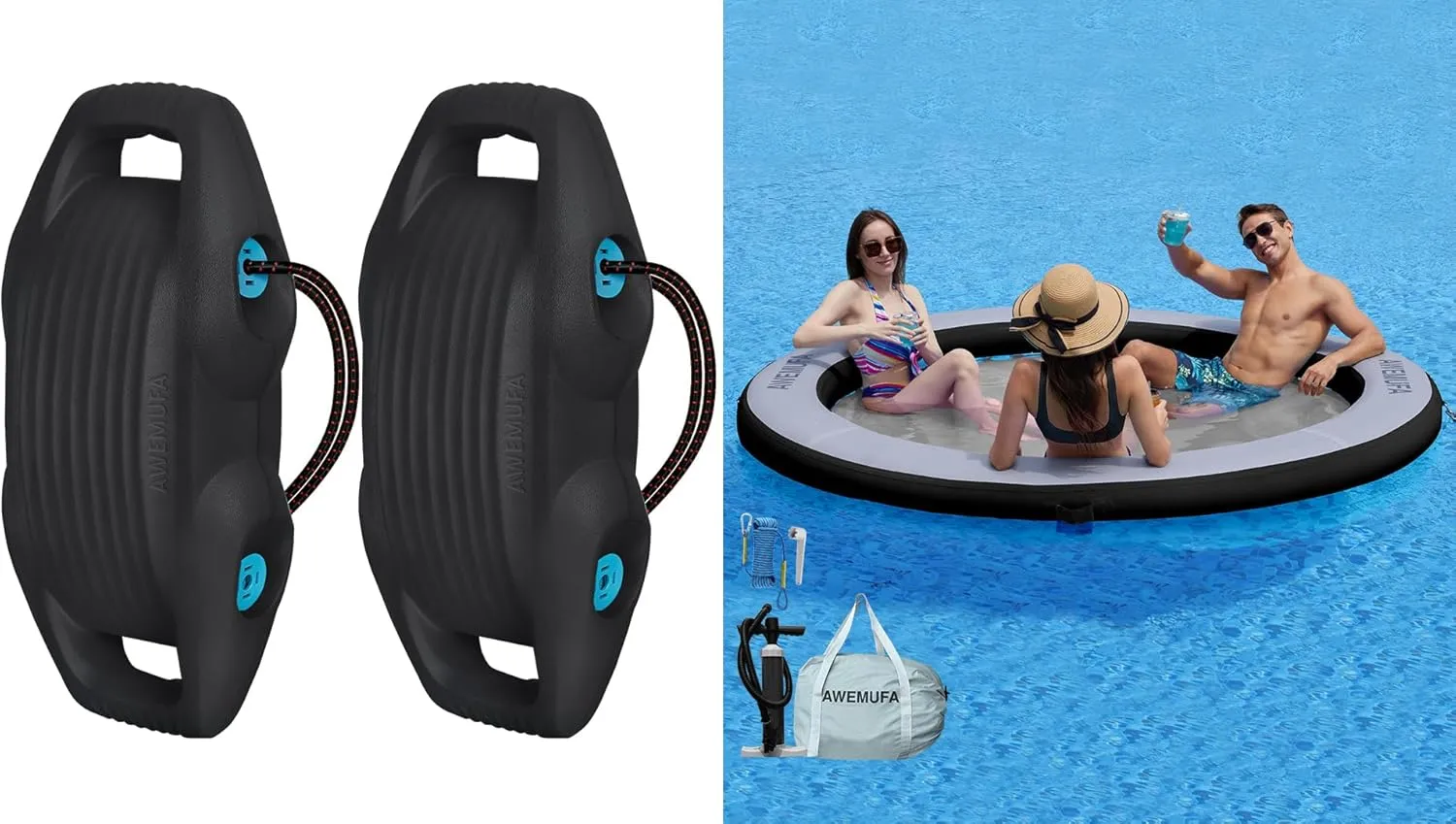 2 Pack Boat Fenders Easy to Install Bumper for Docking 8ft Floating Ring Lake Raft for Adults Water Hammock