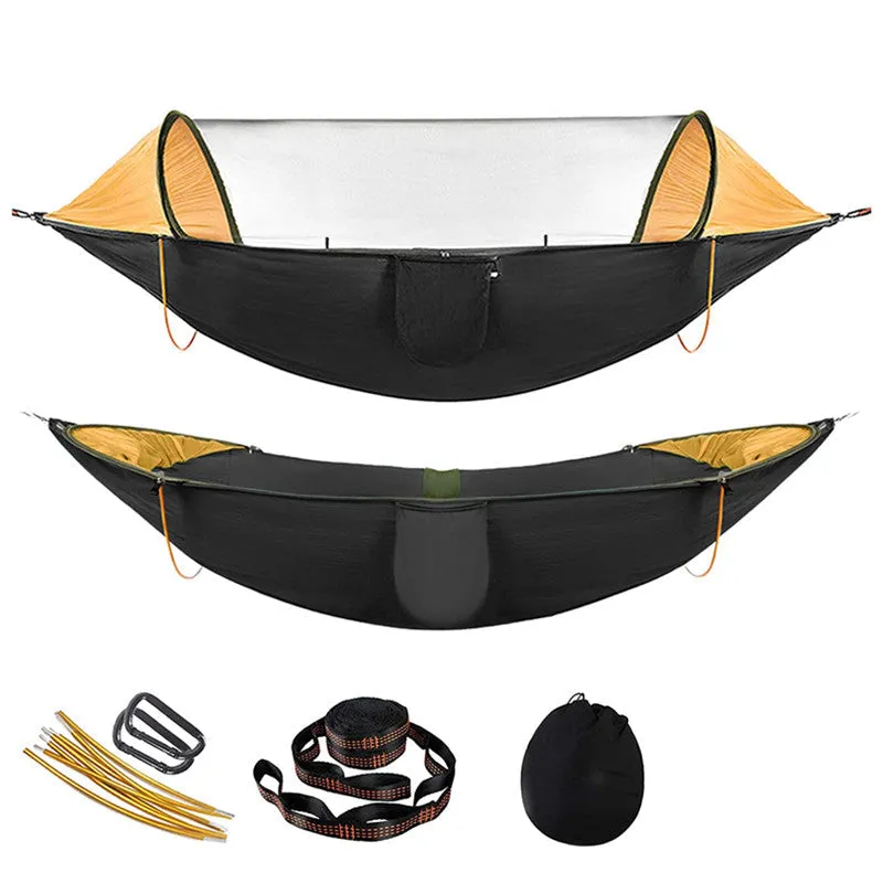 2-Person Outdoor Hammock with Mosquito Net & Rain Fly Tarp for Travel, Camping, Hiking, Garden - Portable Sleep Swing