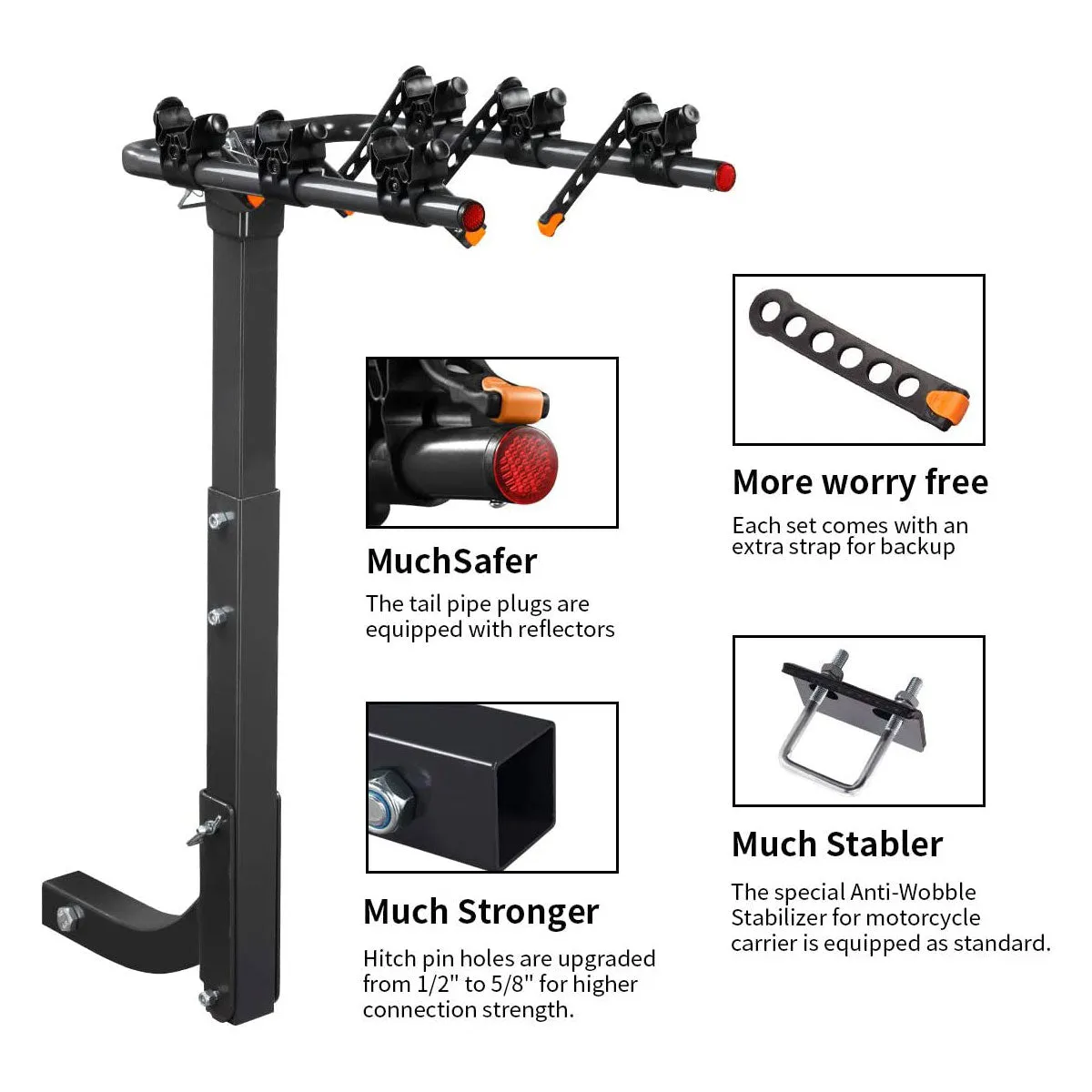 3 Bike Rack Bicycle Car Rear Carrier 2" Steel Foldable Steel Hitch Mount Towbar