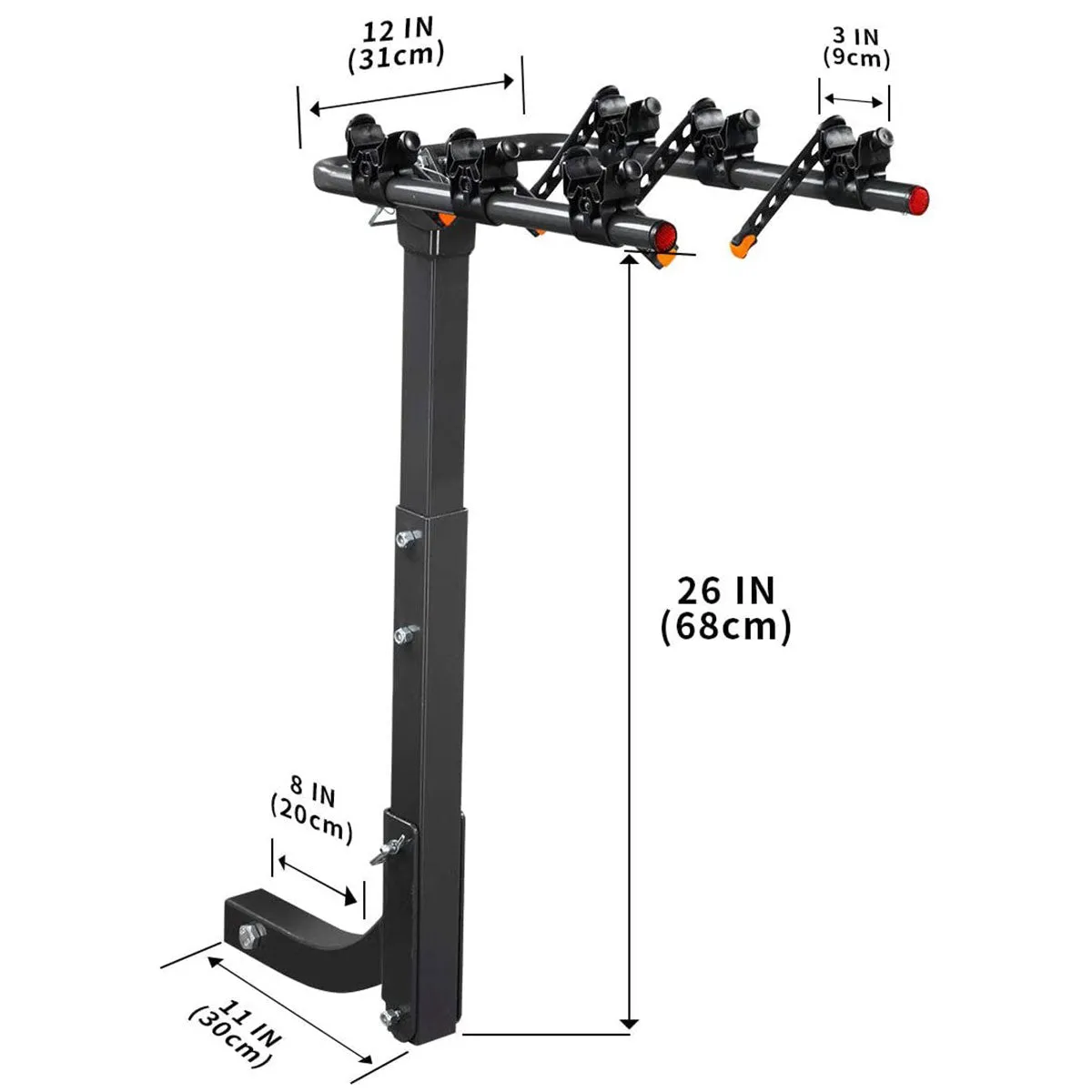 3 Bike Rack Bicycle Car Rear Carrier 2" Steel Foldable Steel Hitch Mount Towbar