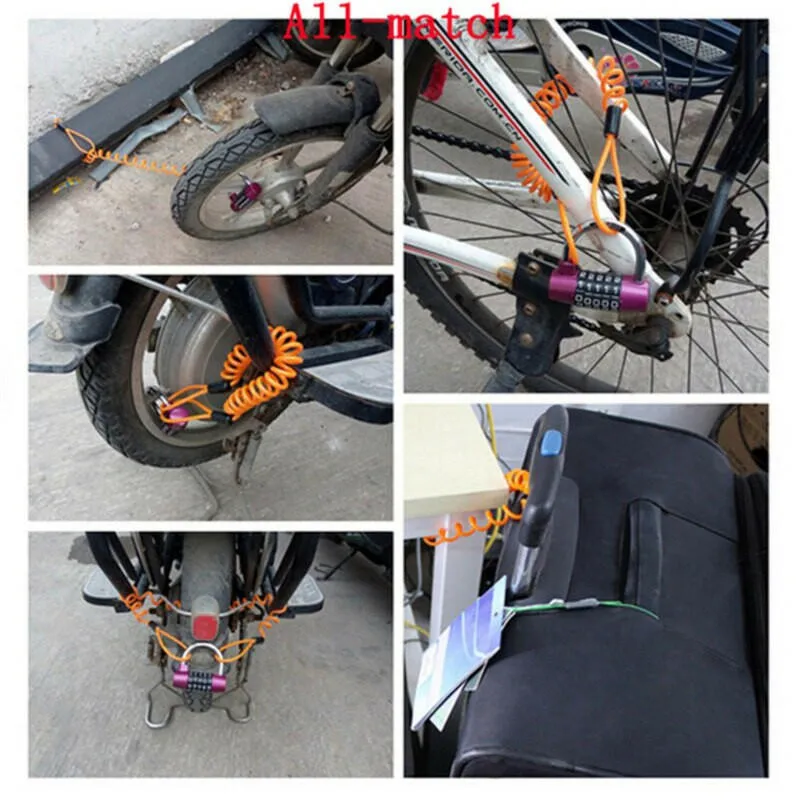 4mm 1.2m Motorcycle Scooter Disc Lock Cable Security Reminder Anti Theft Bike Moto Tools Bicycle Warning Spring Rope Wire Helmet