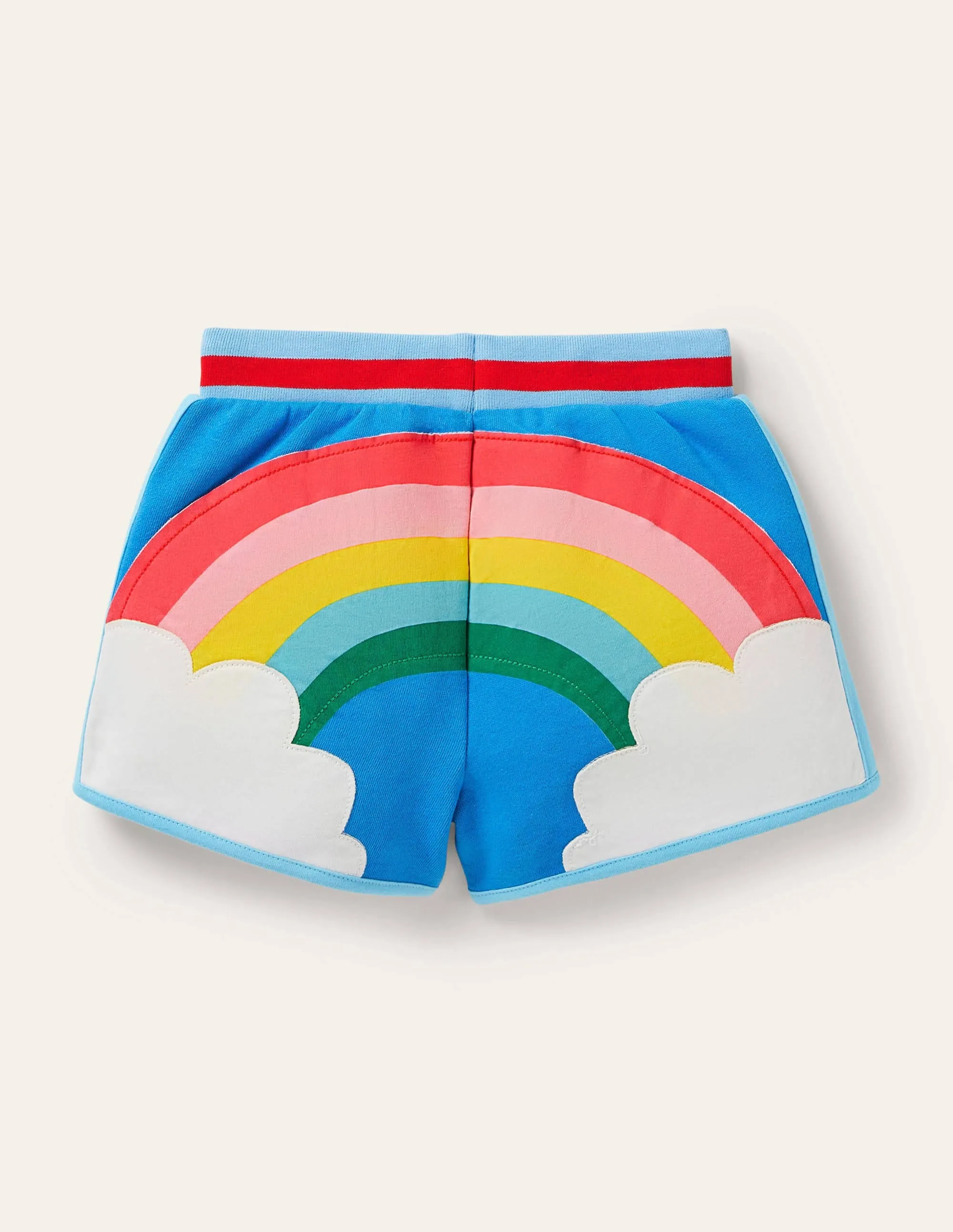 Appliqué Jersey Shorts-Moroccan Blue Rainbow
