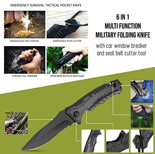 ASA Techmed Emergency Survival Kit 50 Pc Survival Gear Tactical IFAK First Aid Kit for Camping Adventures SOS Emergency Flashlight Pen Paracord Bracelet Fishing Kit Compass with Molle Pouch