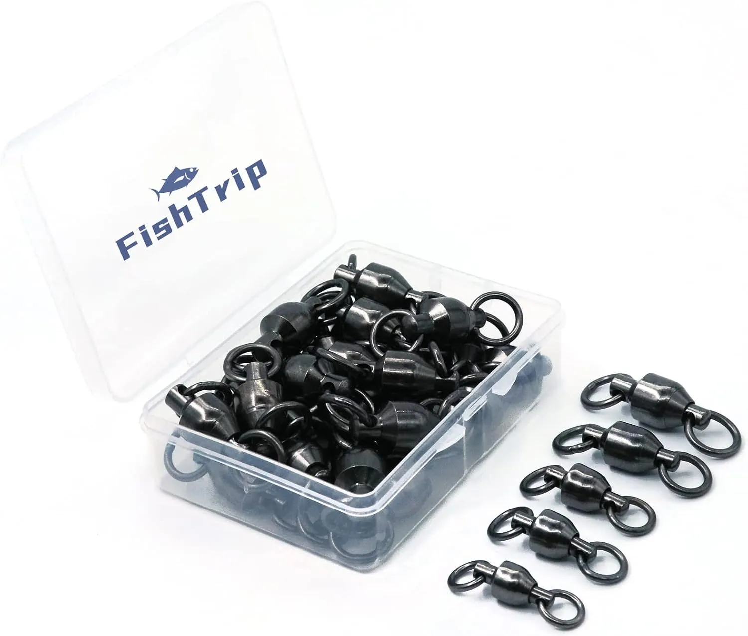 Ball Bearing Fishing Swivels 30/50pcs 0#-10# Swivels Fishing Tackle with Stainless Steel Solid Welding Ring for Saltwater Freshwater High Strength