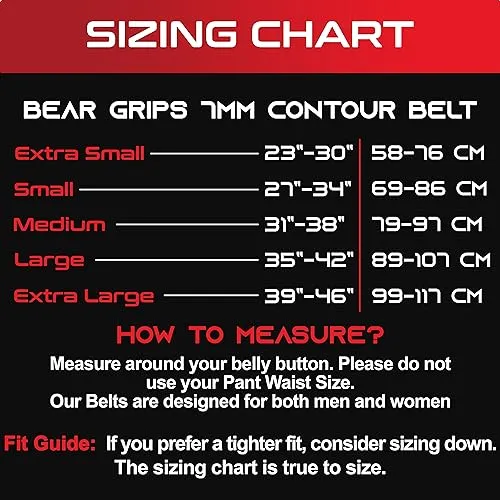 Bear Grips Weight Lifting Belt 7mm Weightlifting Belt Padded Gym Belt Double Prong Squat Belt Leather Workout Belt Powerlifting Deadlift Belt Back Support Exercise Belt Training Cinturon Black - XS