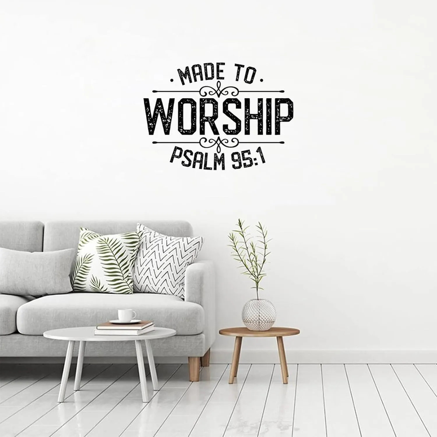 Bible Verse Vinyl Wall Decals Made to Worship Peel and Stick Wall Stickers Scripture Wall Art Decor Murals for Bedroom Living Room Office Wall Decoration