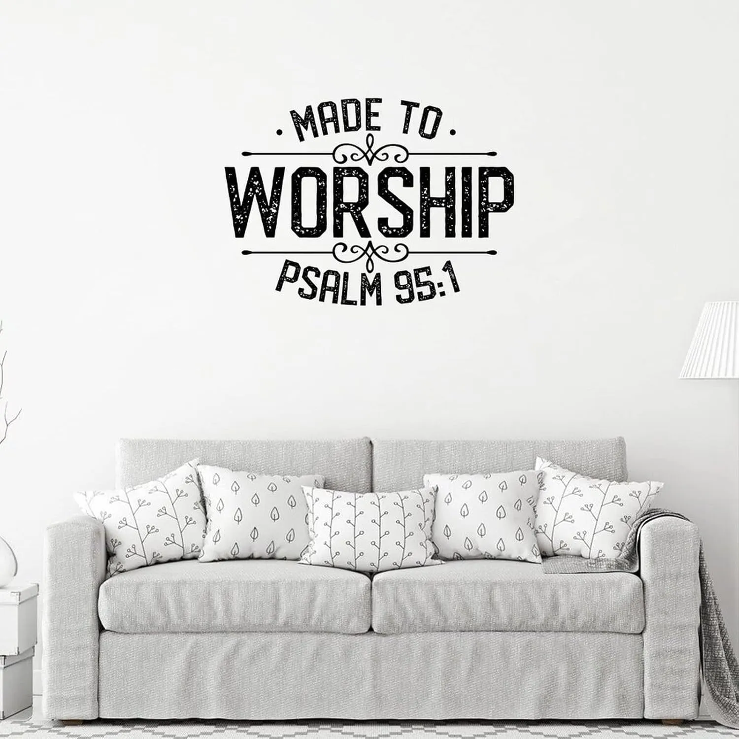 Bible Verse Vinyl Wall Decals Made to Worship Peel and Stick Wall Stickers Scripture Wall Art Decor Murals for Bedroom Living Room Office Wall Decoration