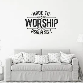 Bible Verse Vinyl Wall Decals Made to Worship Peel and Stick Wall Stickers Scripture Wall Art Decor Murals for Bedroom Living Room Office Wall Decoration