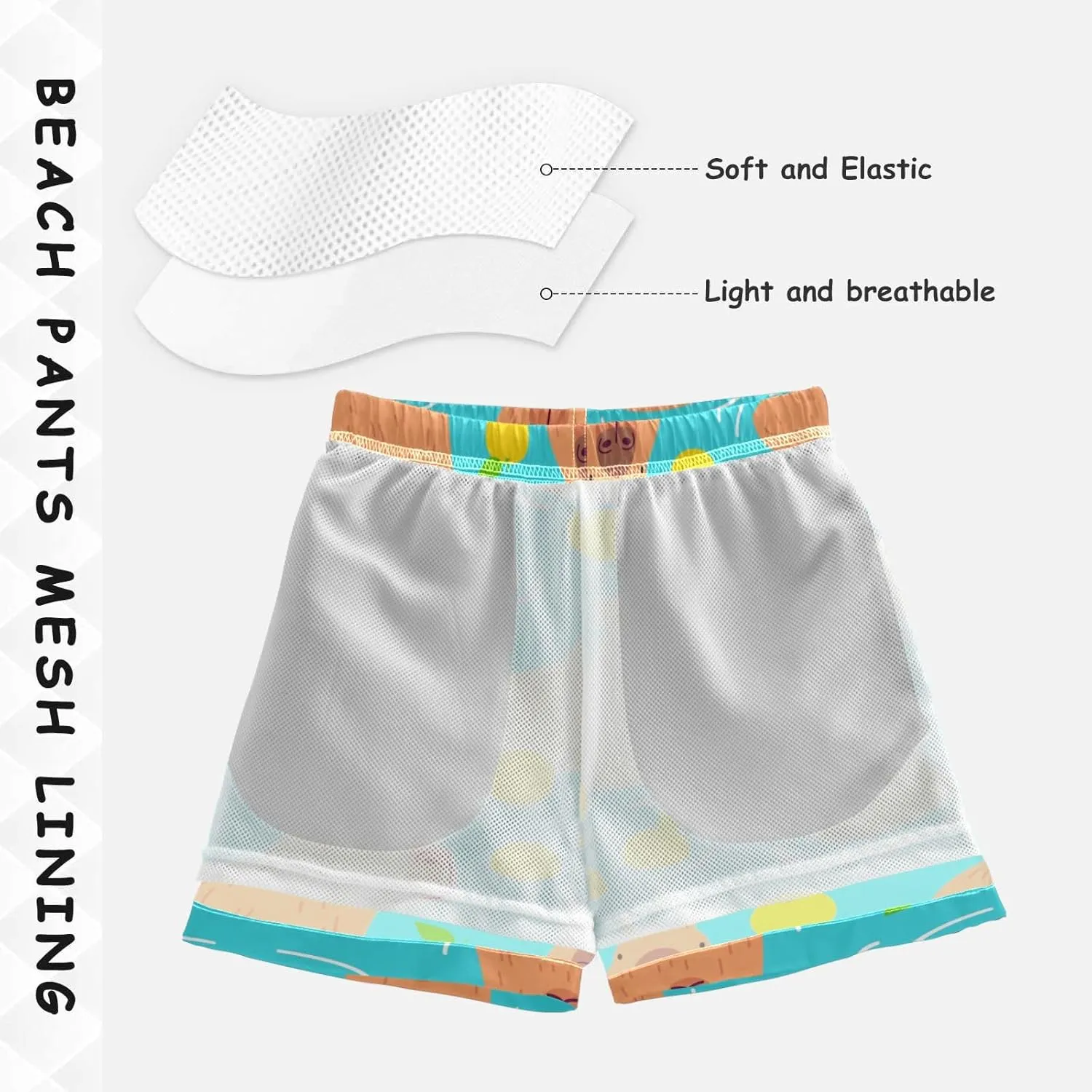 Boys Swim Trunks Capybara Surfing Swimwear Quick Dry Bathing Suit Colorful Beach Board Shorts