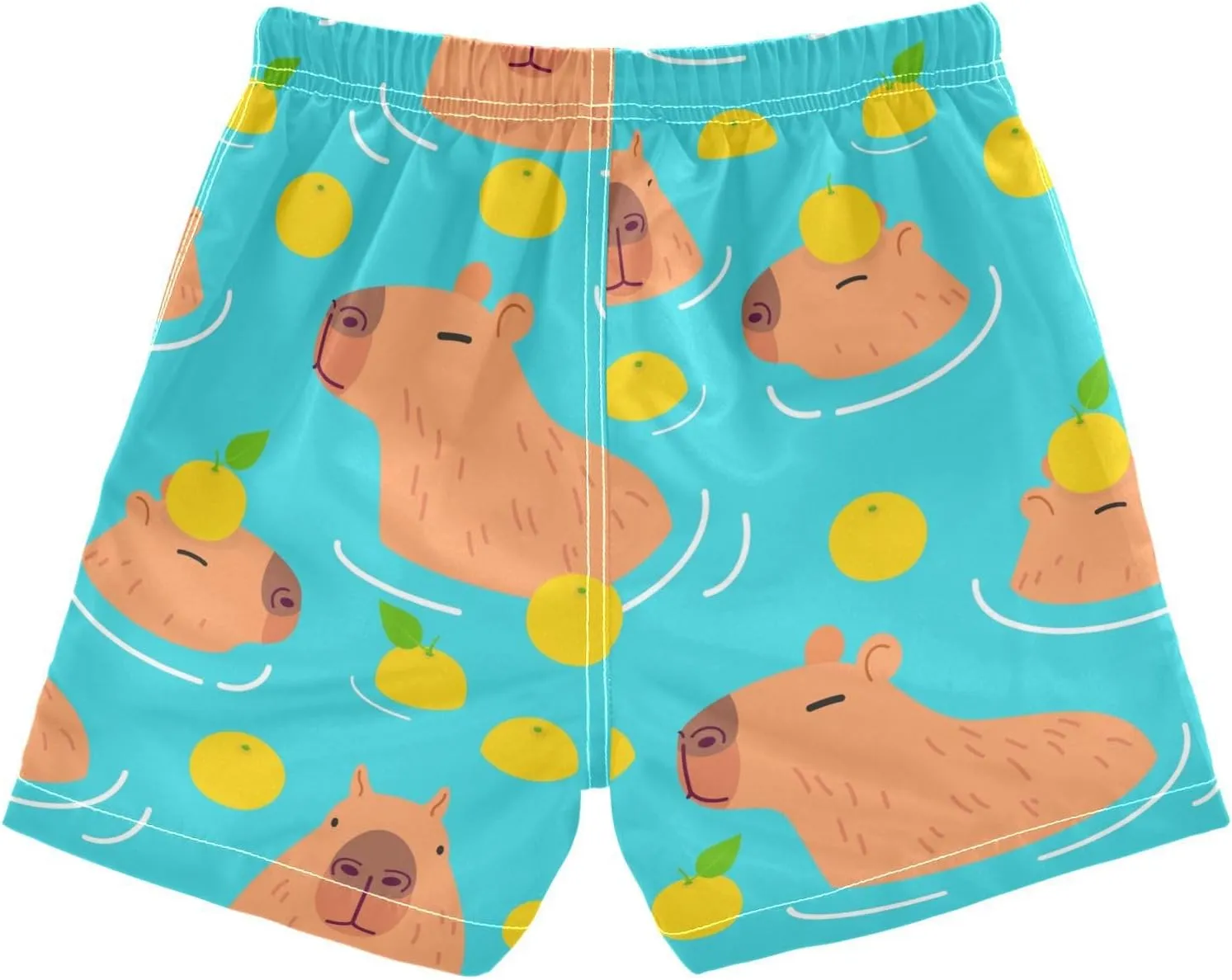 Boys Swim Trunks Capybara Surfing Swimwear Quick Dry Bathing Suit Colorful Beach Board Shorts