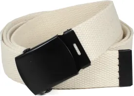Canvas Web Belt Military Style with Black Buckle and Tip 56" Long Many Colors