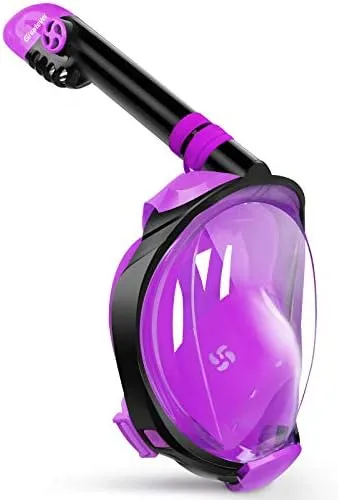 Greatever G2 Full Face Snorkel Mask with Latest Dry Top System,Foldable 180 Degree Panoramic View Snorkeling Mask with Camera Mount,Safe Breathing,Anti-Leak&Anti-Fog
