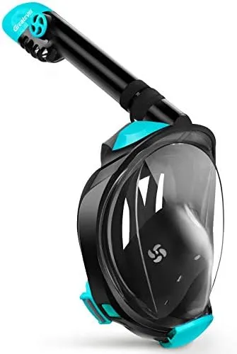 Greatever G2 Full Face Snorkel Mask with Latest Dry Top System,Foldable 180 Degree Panoramic View Snorkeling Mask with Camera Mount,Safe Breathing,Anti-Leak&Anti-Fog