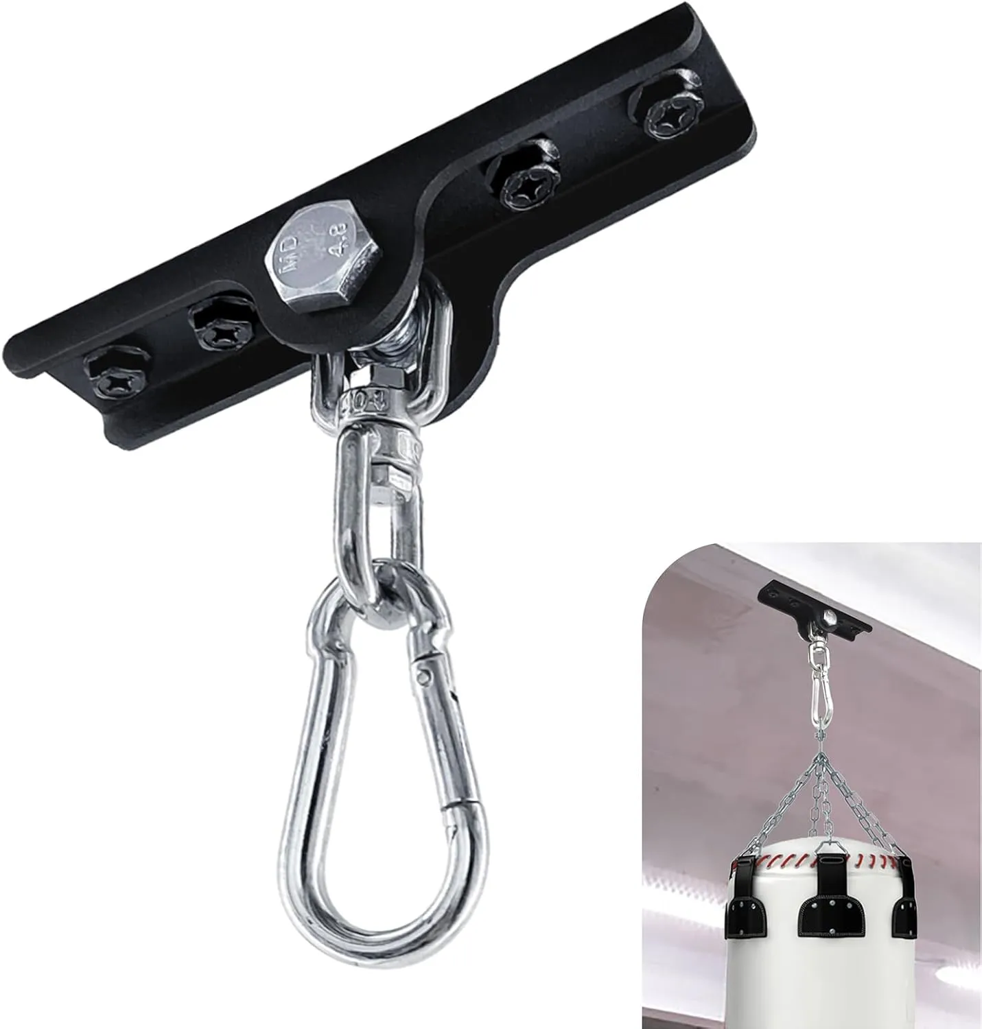 Heavy Bag Hanger - Heavy Duty Punching Bag Mount Hanger Bracket,360 Rotation Wall Ceiling Mount Wood Beam Hook for Boxing Muay Thai Training,Aerial Yoga Swing & Hammock