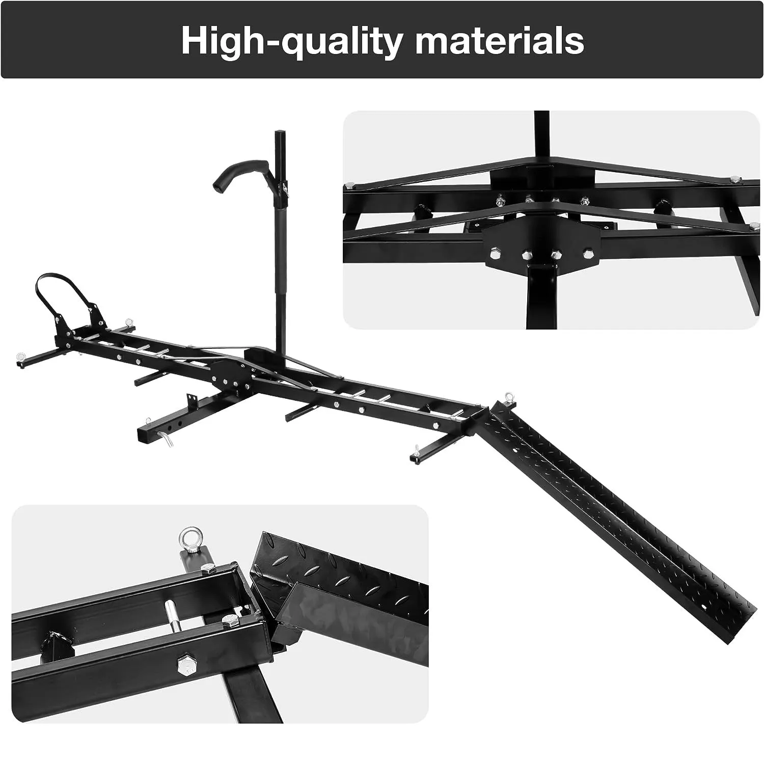 Hitch Mount Dirt Bike Carrier Rack Motorcycle Carrier with Loading Ramp and 2" Receiver, Height Adjustable