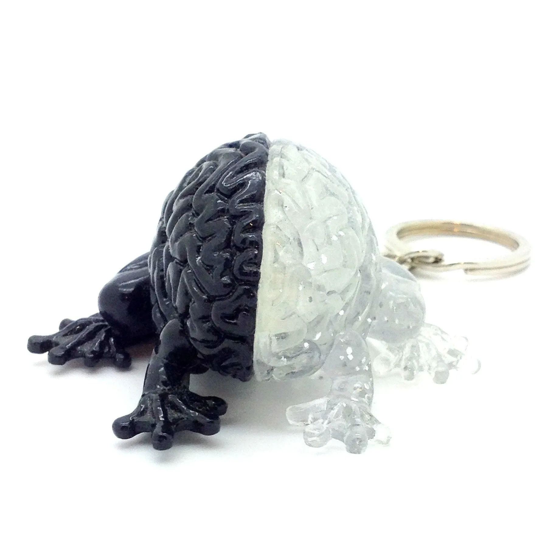 Jumping Brain Keychain - GID Clear and Black
