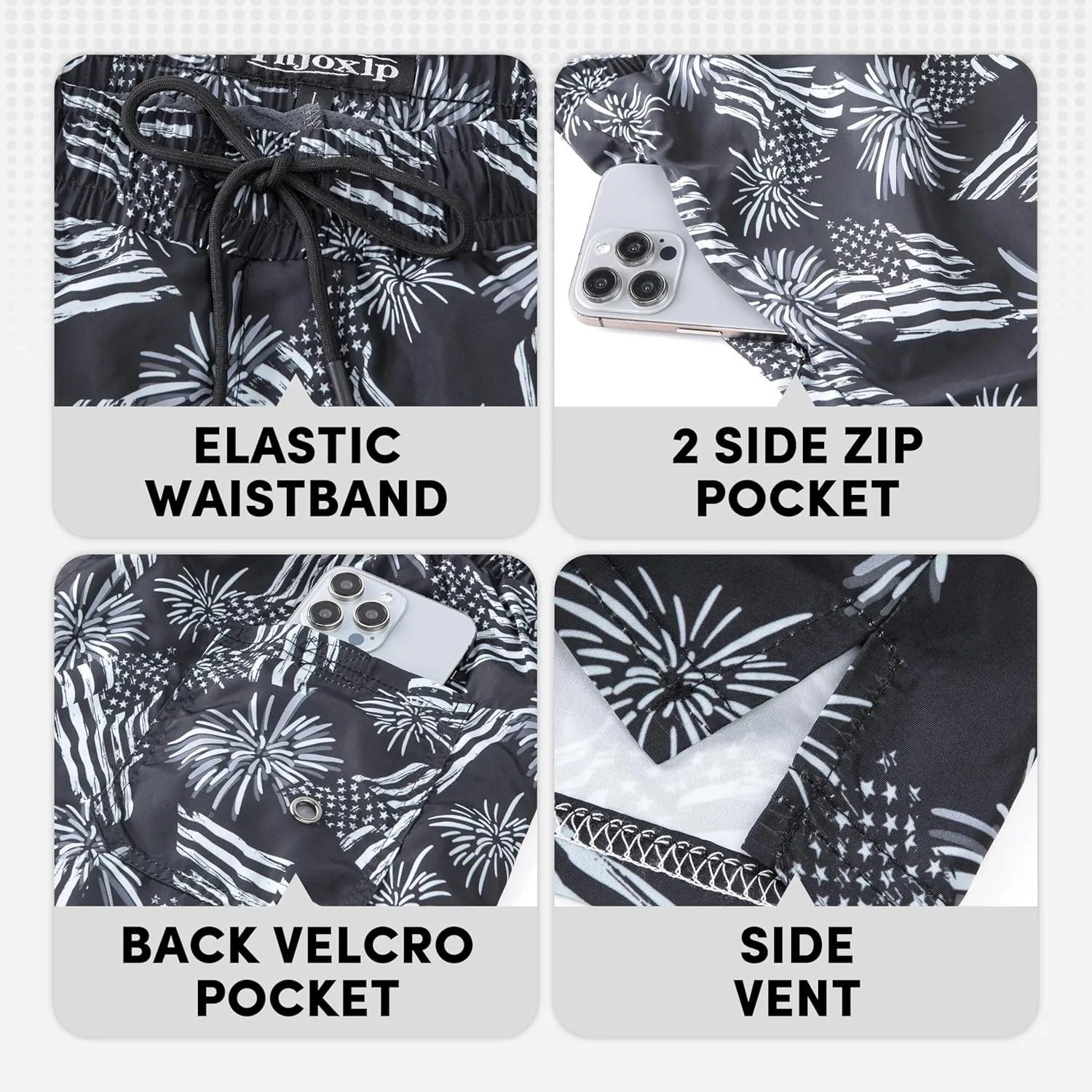 Men Swim Trunks with Compresssion Liner 7 Inch Inseam Board Shorts 2-in-1 Bathing Suit with Zipper Pockets