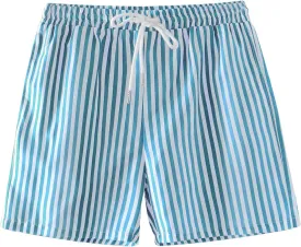 Men's Striped Swim Trunks Bathing Suits Quick Dry Board Shorts Mesh Lining Beach Swimwear with Pockets