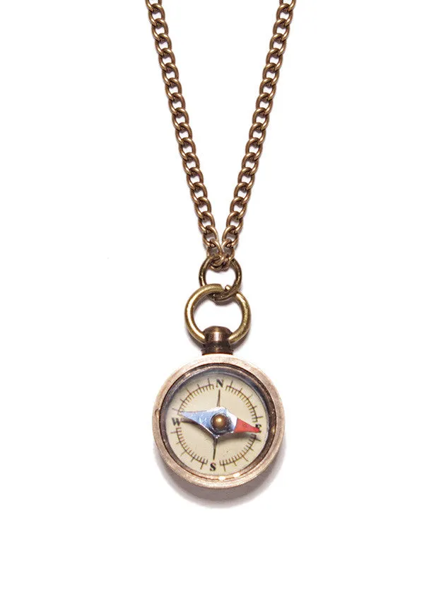 Miniature Antiqued Compass Necklace for Men