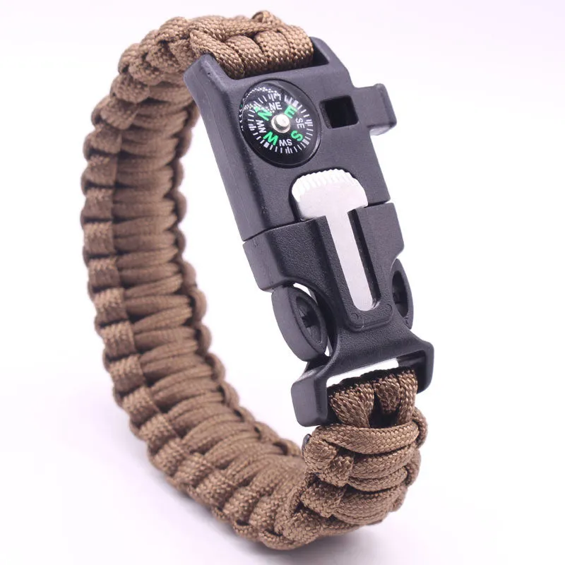 Multi-Function Bracelets Outdoor Survival Whistle Compass