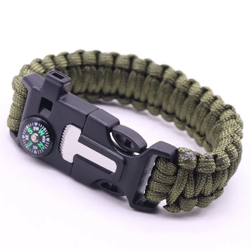 Multi-Function Bracelets Outdoor Survival Whistle Compass