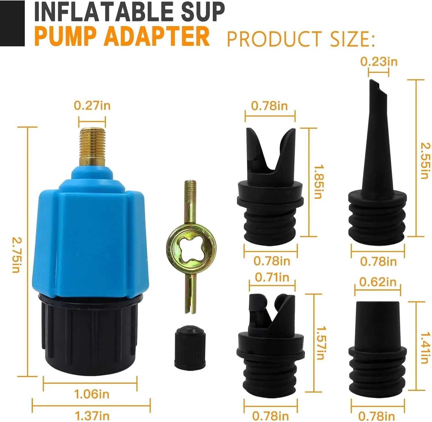 Paddle Board Pump Adapter, Air Pump Adapter for Inflatables, SUP Pump Adaptor with 4 Air Valve Nozzles for Inflatable Boat, Stand Up Paddle Board,Inflatable Bed, Compressor Air Valve Converter