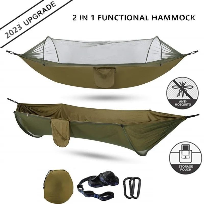 Pop-Up Hammock with Mosquito Net & Light