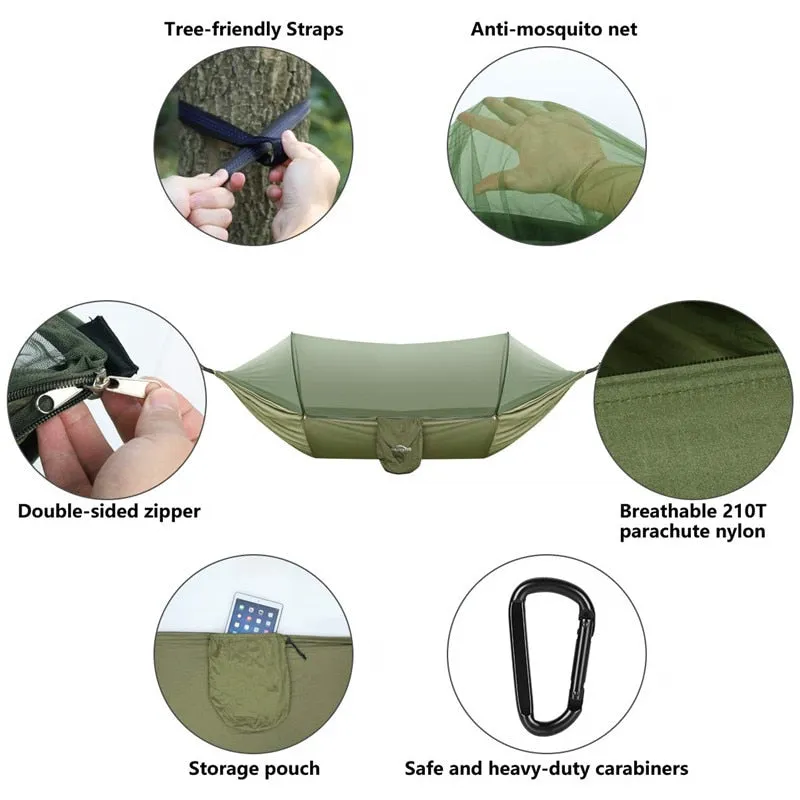 Pop-Up Hammock with Mosquito Net & Light