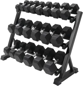 RITFIT 300/350/450/200/210 LB Rubber Hex Dumbbells Set with Optional Dumbbell Rack, Multi Weight Set to Choose, Ideal for Home Gym and Fitness
