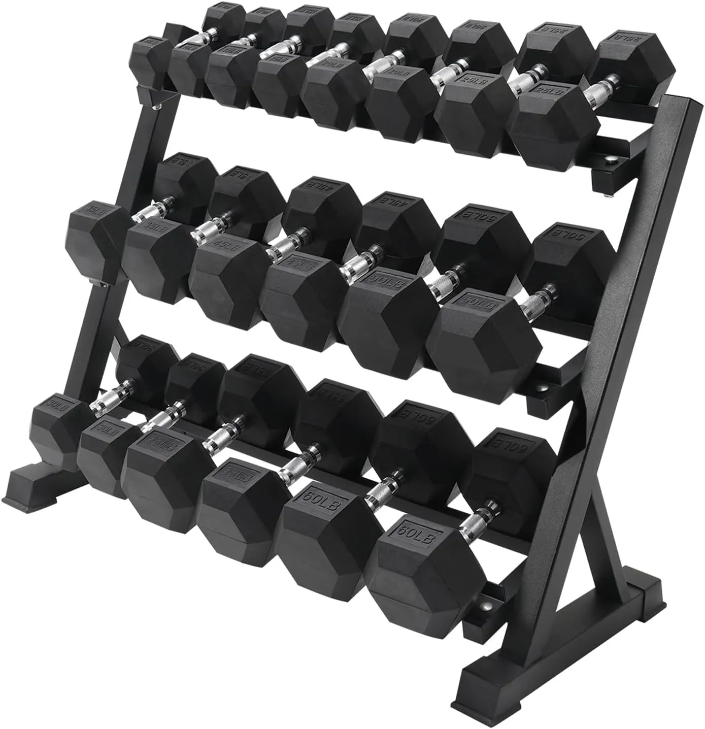 RITFIT 300/350/450/200/210 LB Rubber Hex Dumbbells Set with Optional Dumbbell Rack, Multi Weight Set to Choose, Ideal for Home Gym and Fitness