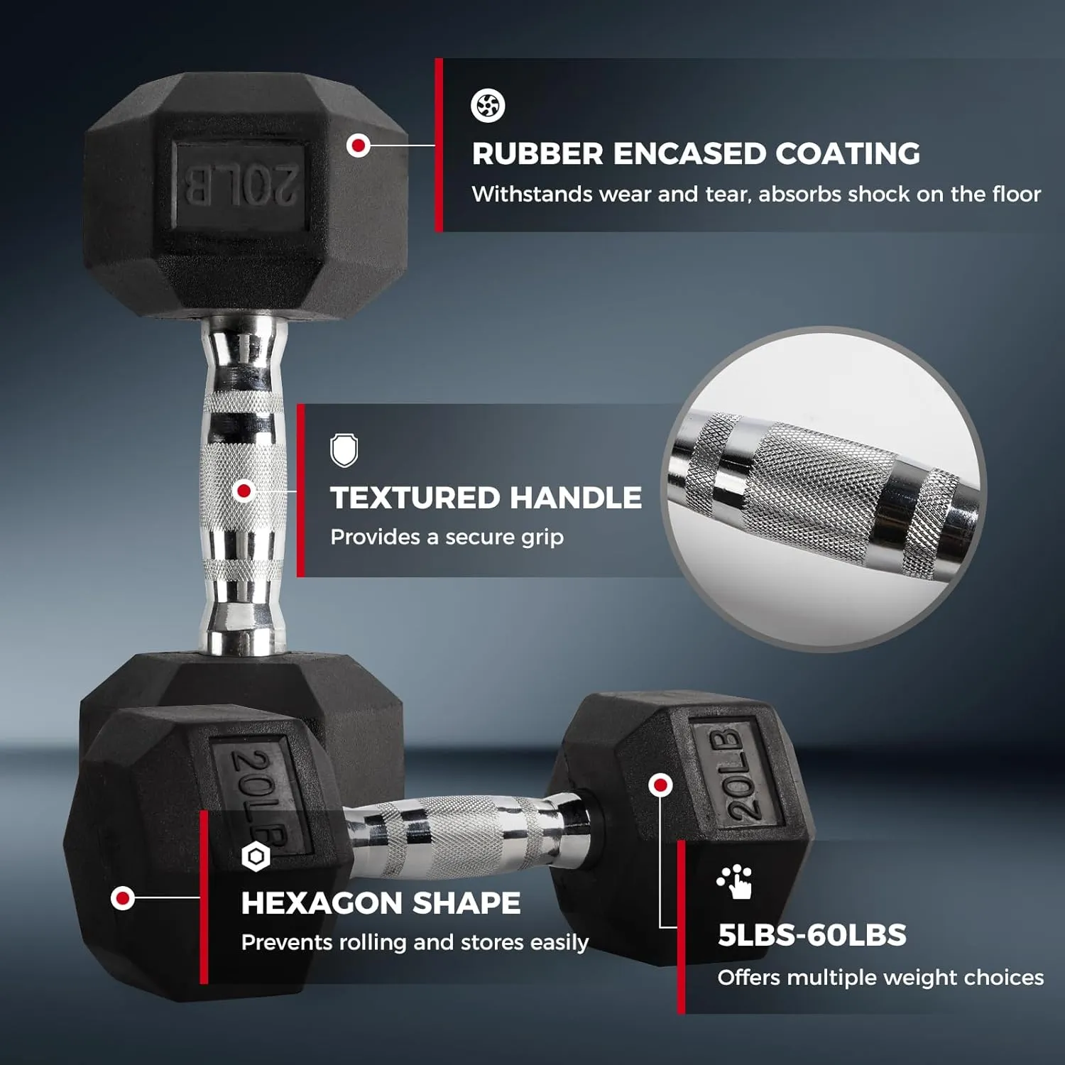 RITFIT 300/350/450/200/210 LB Rubber Hex Dumbbells Set with Optional Dumbbell Rack, Multi Weight Set to Choose, Ideal for Home Gym and Fitness
