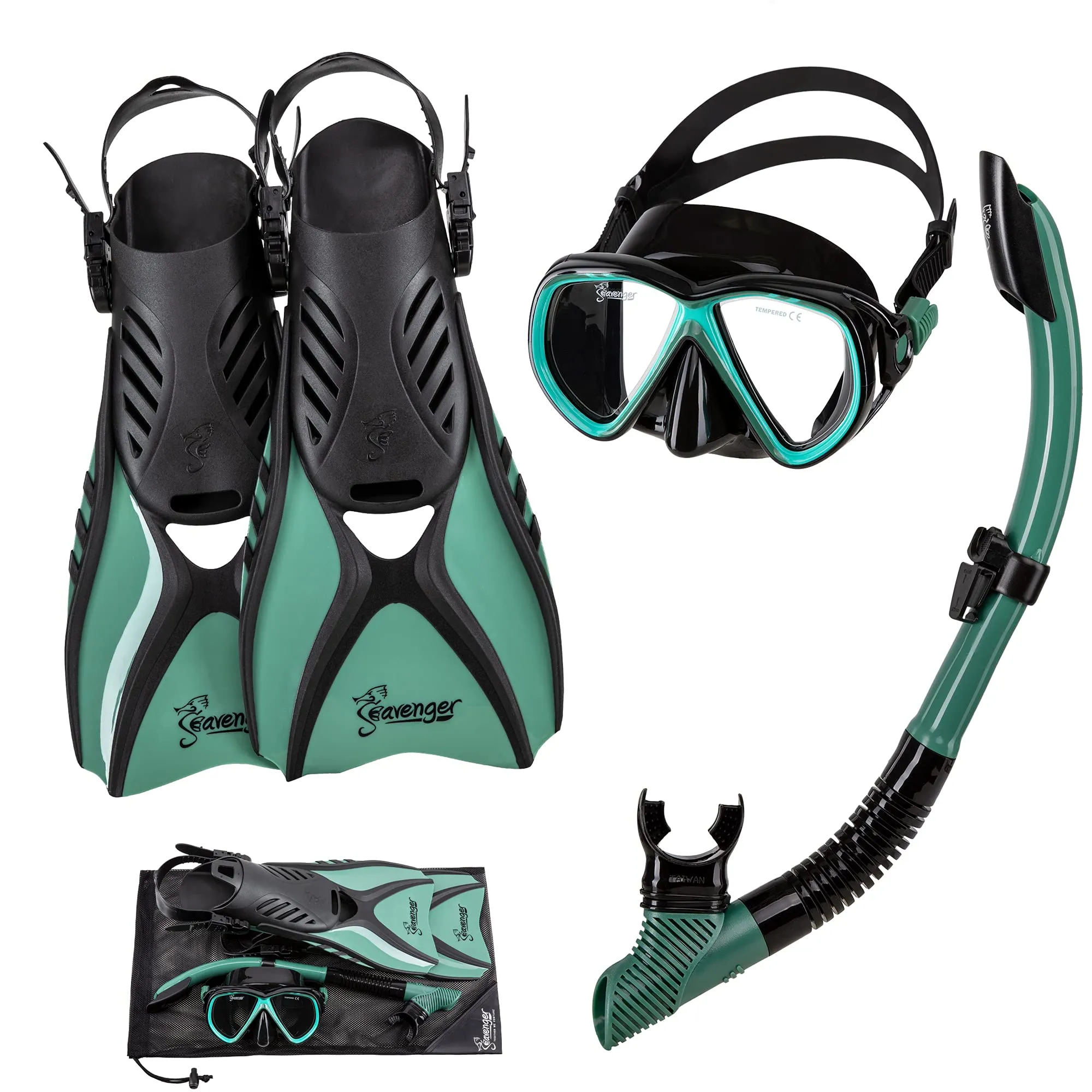 Seavenger Hanalei Anti-Fog Snorkeling Set Seafoam Green Medium