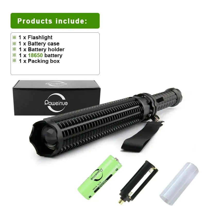 Self Defense Telescopic Zoom Flashlight LED Waterproof Baseball Bat Aluminium Alloy Torch Lamp For Emergency Anti Riot Equipment