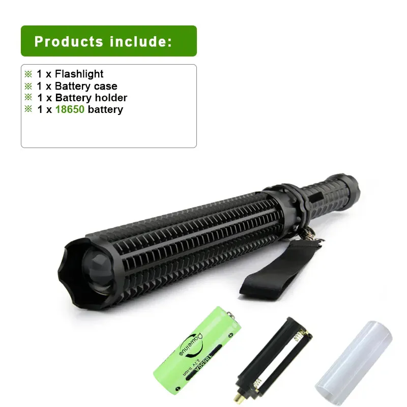 Self Defense Telescopic Zoom Flashlight LED Waterproof Baseball Bat Aluminium Alloy Torch Lamp For Emergency Anti Riot Equipment