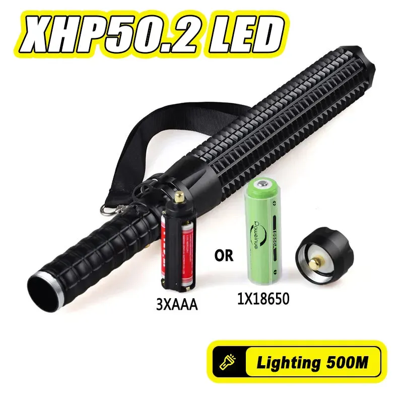 Self Defense Telescopic Zoom Flashlight LED Waterproof Baseball Bat Aluminium Alloy Torch Lamp For Emergency Anti Riot Equipment