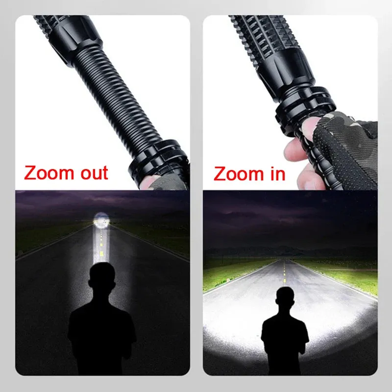 Self Defense Telescopic Zoom Flashlight LED Waterproof Baseball Bat Aluminium Alloy Torch Lamp For Emergency Anti Riot Equipment
