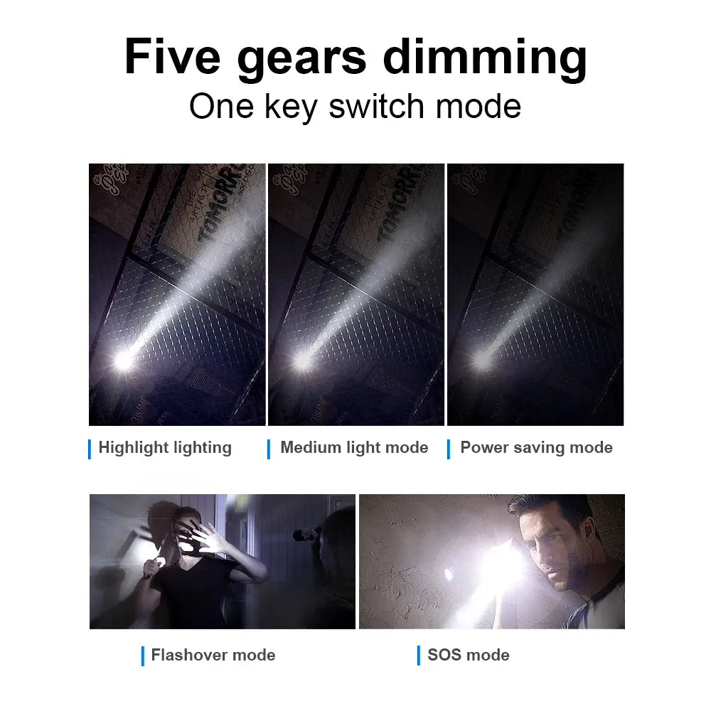 Self Defense Telescopic Zoom Flashlight LED Waterproof Baseball Bat Aluminium Alloy Torch Lamp For Emergency Anti Riot Equipment