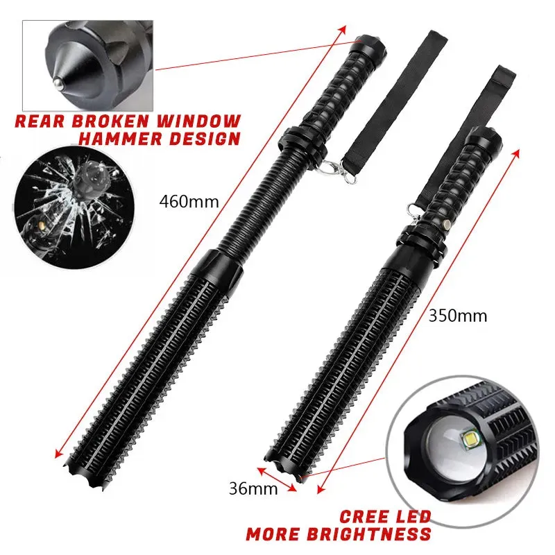 Self Defense Telescopic Zoom Flashlight LED Waterproof Baseball Bat Aluminium Alloy Torch Lamp For Emergency Anti Riot Equipment