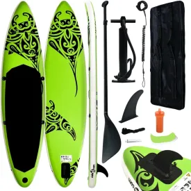 SKM Inflatable Stand Up Paddleboard Set 366x76x15 cm Green (Weight-24KG)