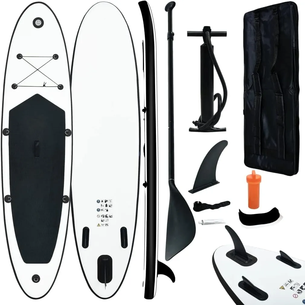 SKM Inflatable Stand Up Paddleboard Set Black and White (Weight-18KG)