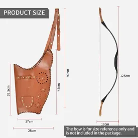 SPG Traditional Recurve Bow Case, Handmade Soft Archery Bag for Long Bow Leather Bow Carrying Bag with Arrow Slot Adjustable Shoulder Strap for Outdoor Hiking Shooting Hunting(Only bow bag)