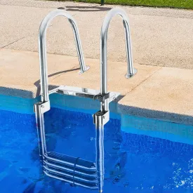 Swimming Pool Dock Ladder Marine Yacht Boat Ladders 4 Step Folding Removable, Heavy Duty Stainless Steel Telescoping Pontoon Ladders, Swimming Pool Ladder/Rear Entry Marine Ladder with Handles