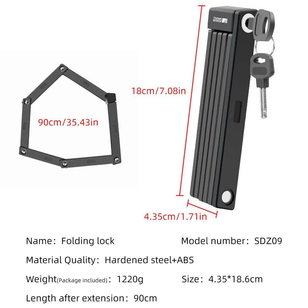 ThinkRider Bicycle Lock Foldable Bike MTB Road Fold Lock High Security Anti-Theft Scooter Electric E-Bike Bicycle Accessories