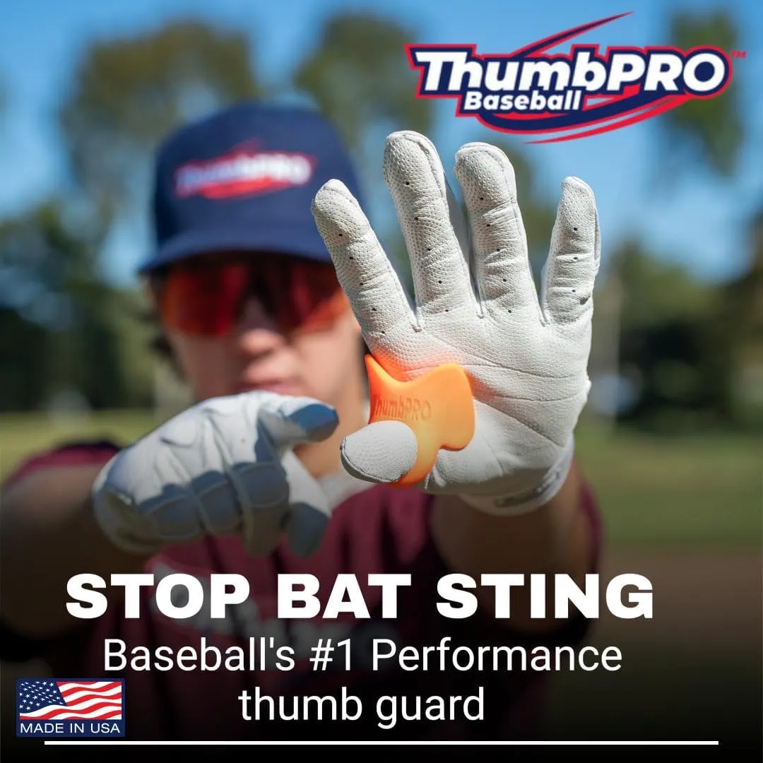 ThumbPRO Baseball Thumb Guard - Batting Aid & Grip Enhancer - Reduces Sting, Improves Swing - for Baseball & Softball - All Levels, Left/Right Hand - 3 Sizes