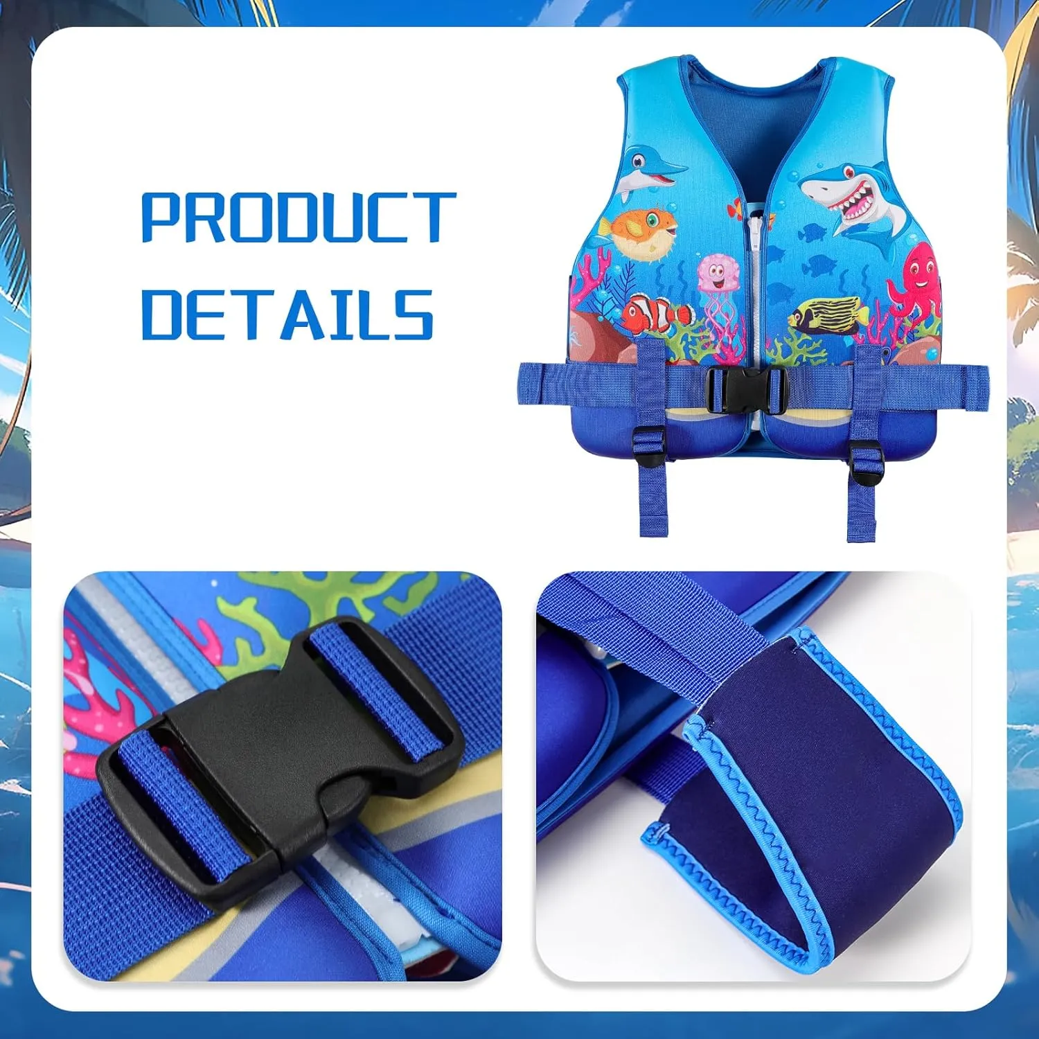 Toddler Swim Vest, Kids Swim Vest for Toddlers, Toddler Floaties 20-60 lbs with Adjustable Safety Strap, S-XL for 2-9 Years Old Boys and Girls