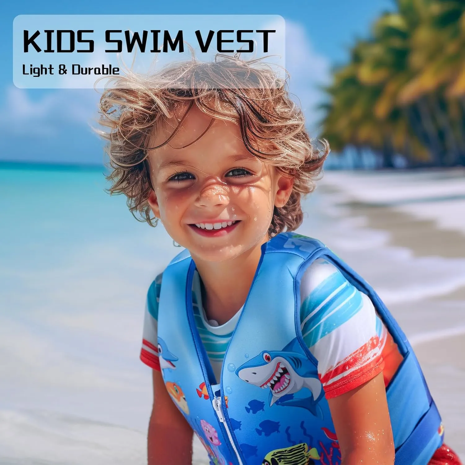 Toddler Swim Vest, Kids Swim Vest for Toddlers, Toddler Floaties 20-60 lbs with Adjustable Safety Strap, S-XL for 2-9 Years Old Boys and Girls