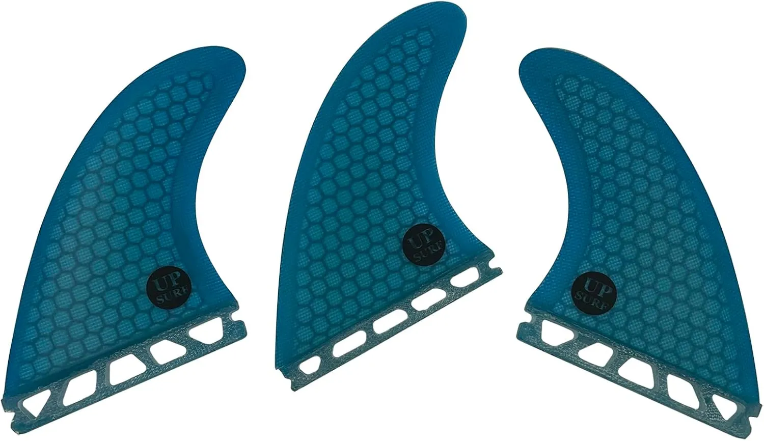 UPSURF Surfboard Tri Fin Single Tab M Size Fiberglass Honeycomb Surfboard Fin G5 Thruster Set(White/Blue/Orange)