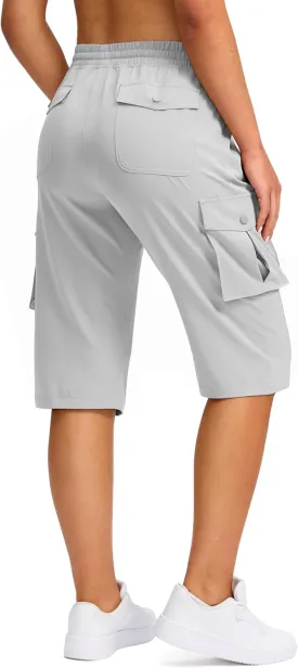 Viodia 15" Long Shorts for Women Hiking Cargo Bermuda Shorts Lightweight Knee Length Capris for Summer Travel Fishing