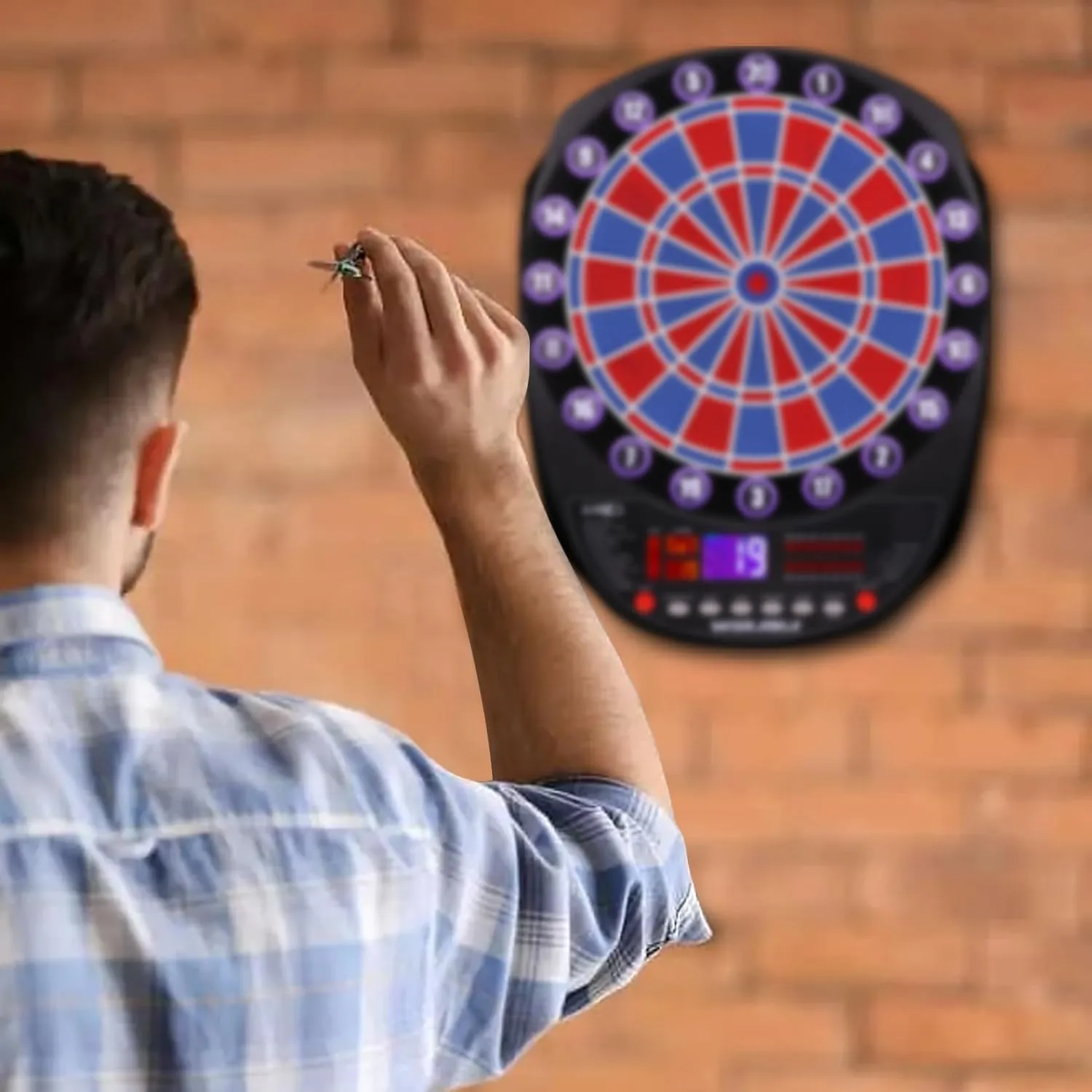 WIN.MAX Electronic Dart Board Soft Tip Dartboard Set LED Displays 3 Languages with 12 Darts 100 Tips Power Adapter