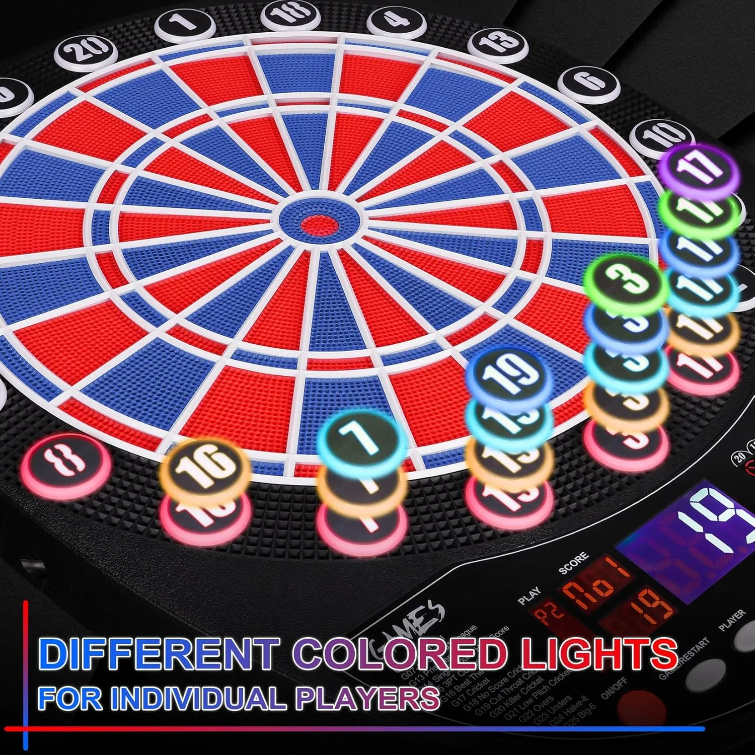 WIN.MAX Electronic Dart Board Soft Tip Dartboard Set LED Displays 3 Languages with 12 Darts 100 Tips Power Adapter